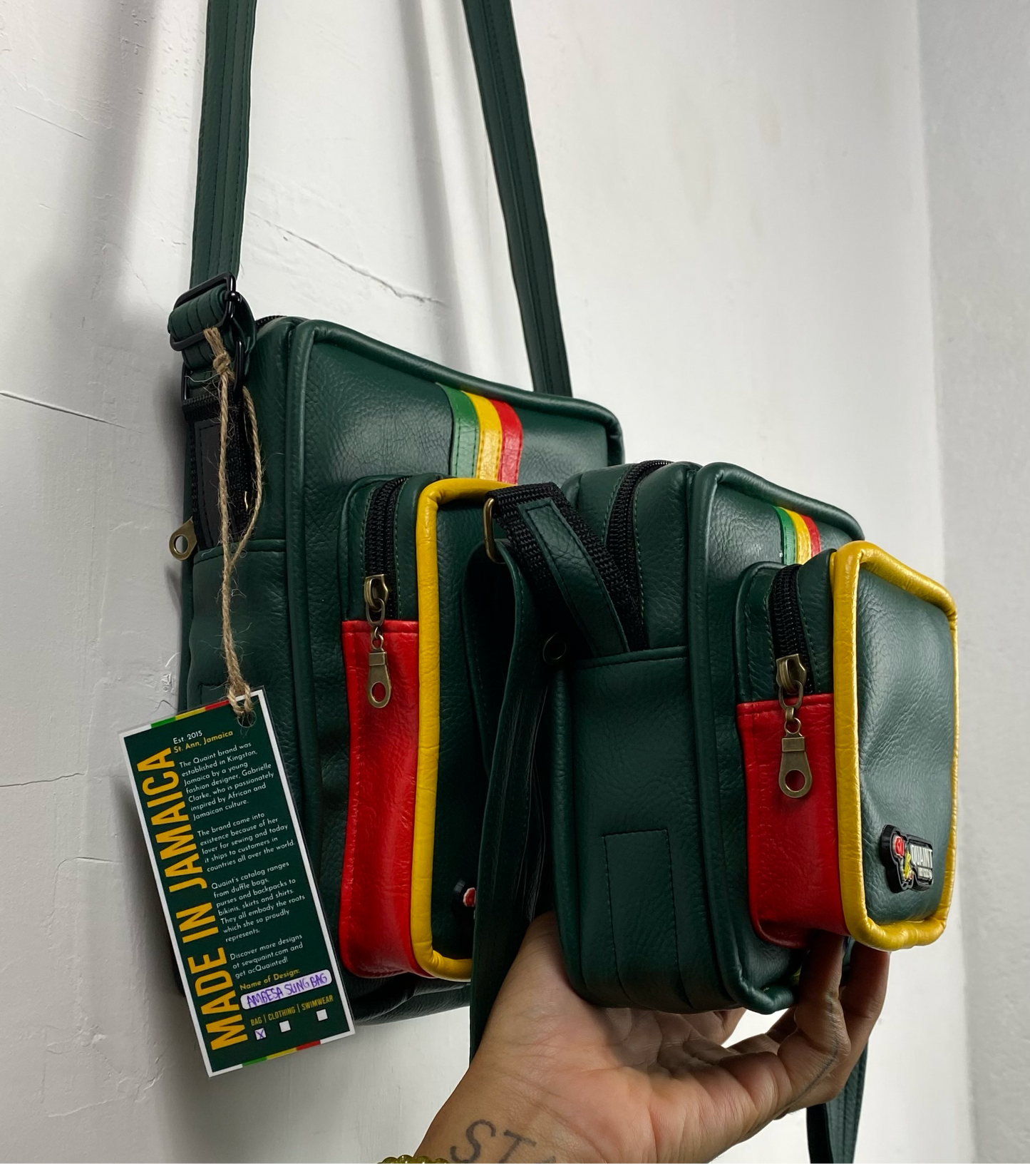 slow fashion clothes, ethical fashion, handmade fashion, backpack, book bag, handmade backpack, reggae backpack, leatherette bag, bag made in jamaica, caribbean products, sew quaint, quaint bags 