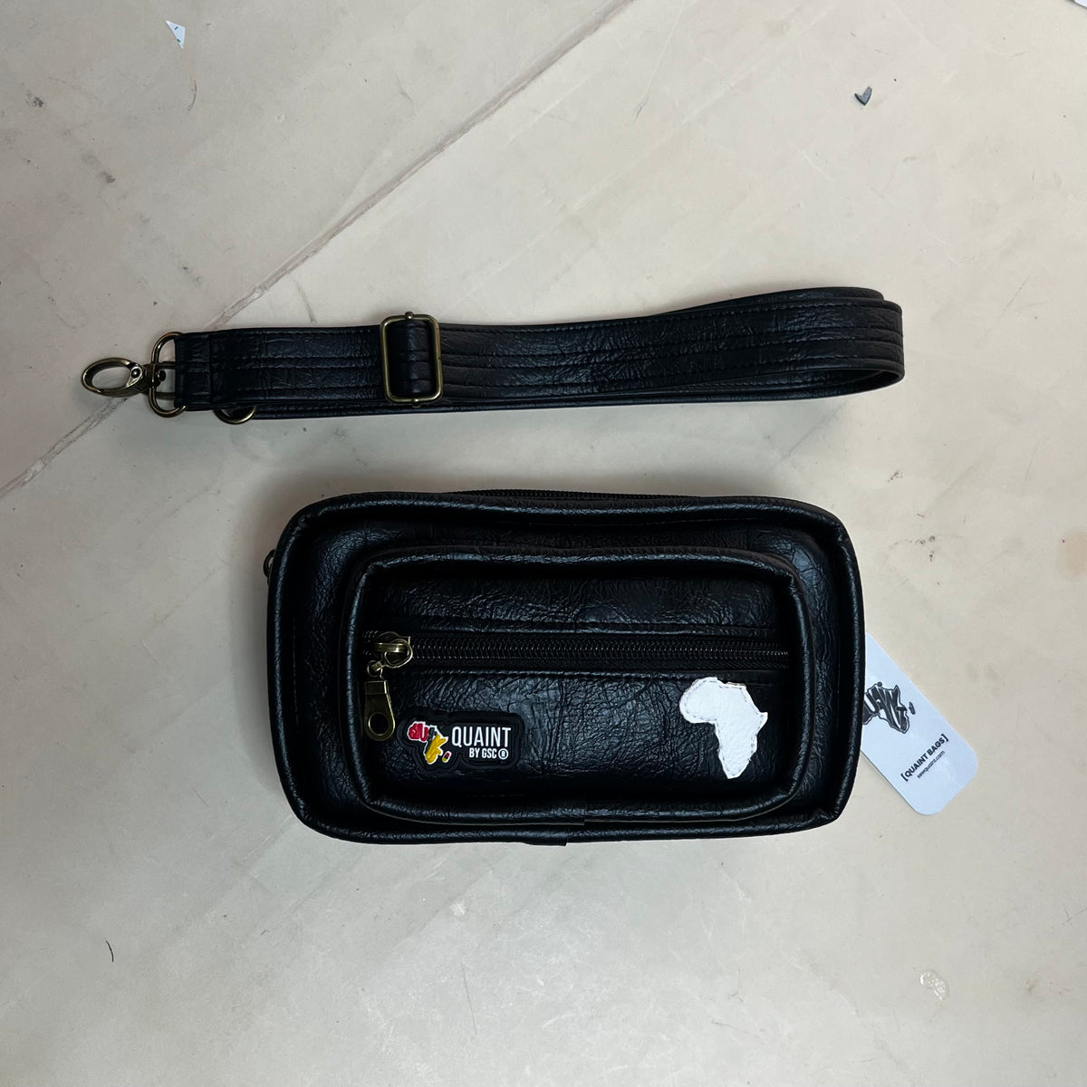 Warrior Belt Bag | BLACK with white map of Africa  (Pre-order)
